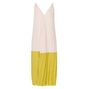 Tome X RTR Watercolor Pleated Midi Dress in Pink/Yellow, Size S​